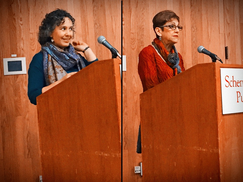 Kelly de la Rocha and Leslie Neustadt at Schenectady Community of Writers – November 22, 2015