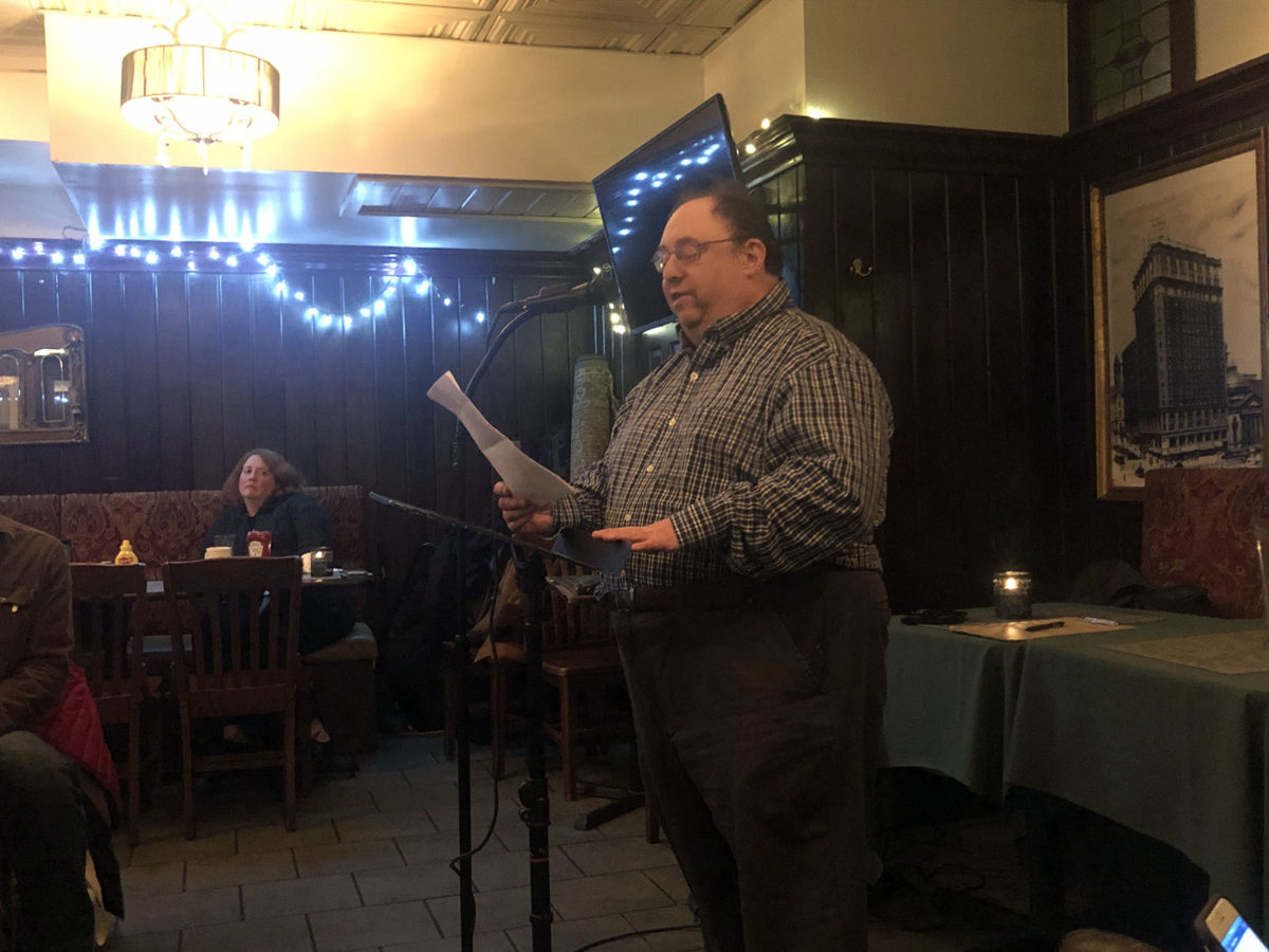 Don Levy reading at the Poets Speak Loud open mic on Monday, January 28, 2019