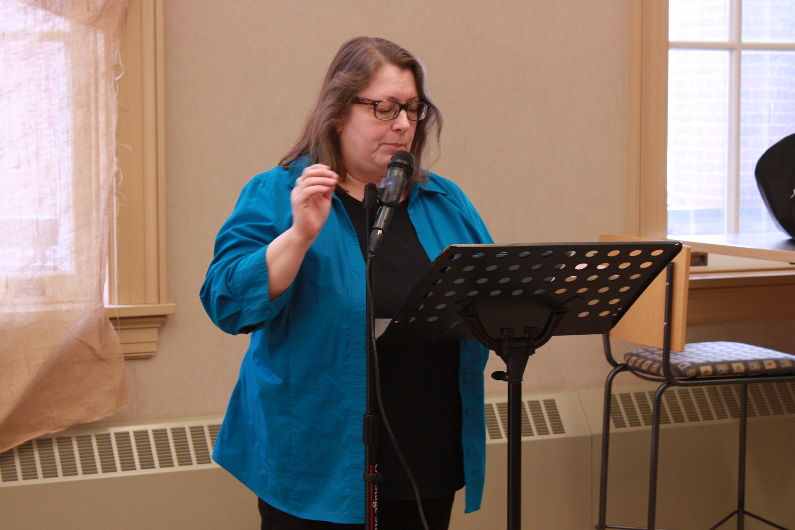 Cheryl A. Rice at the 2019 Word Fest Readings Against the End of the World, April 13, at UAlbany, Albany, NY