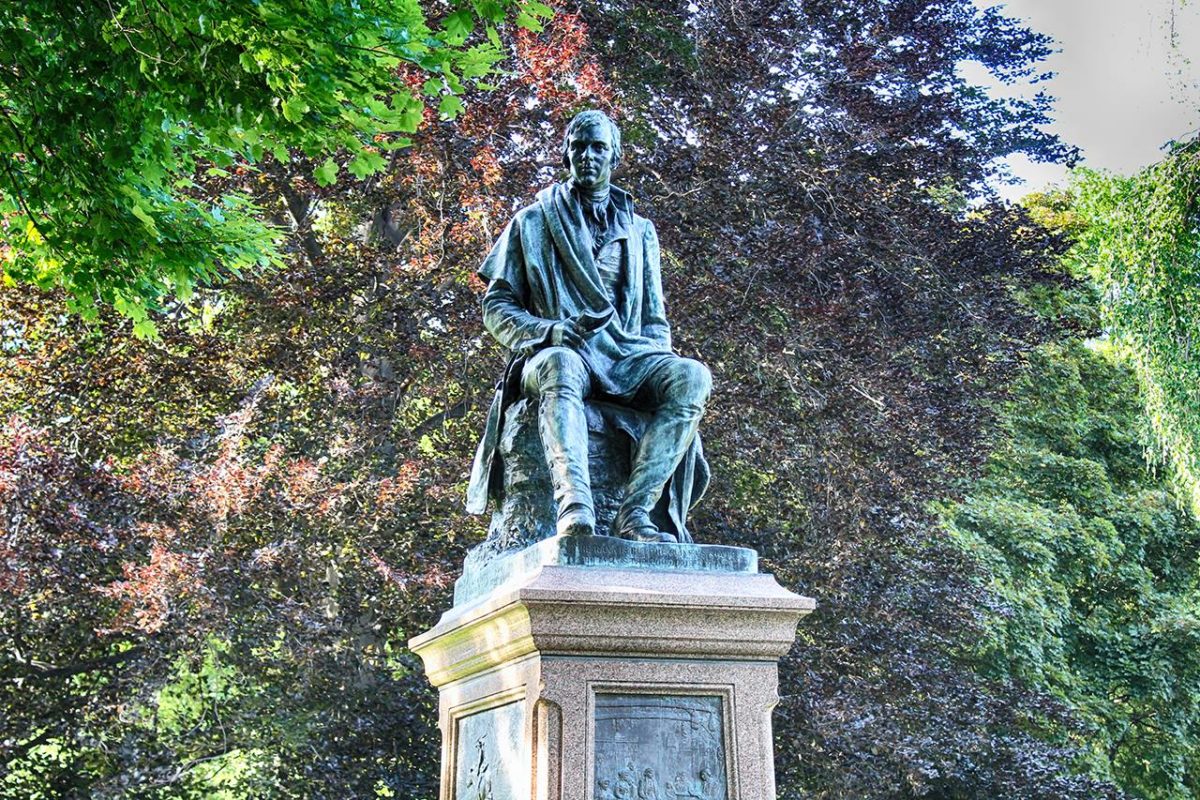 The Robert Burns Statue in Washington Park in Albany, NY