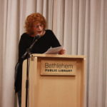 Sharon Stenson at The Delmar Writers reading, Bethlehem Public Library, Delmar, NY, April 24, 20210