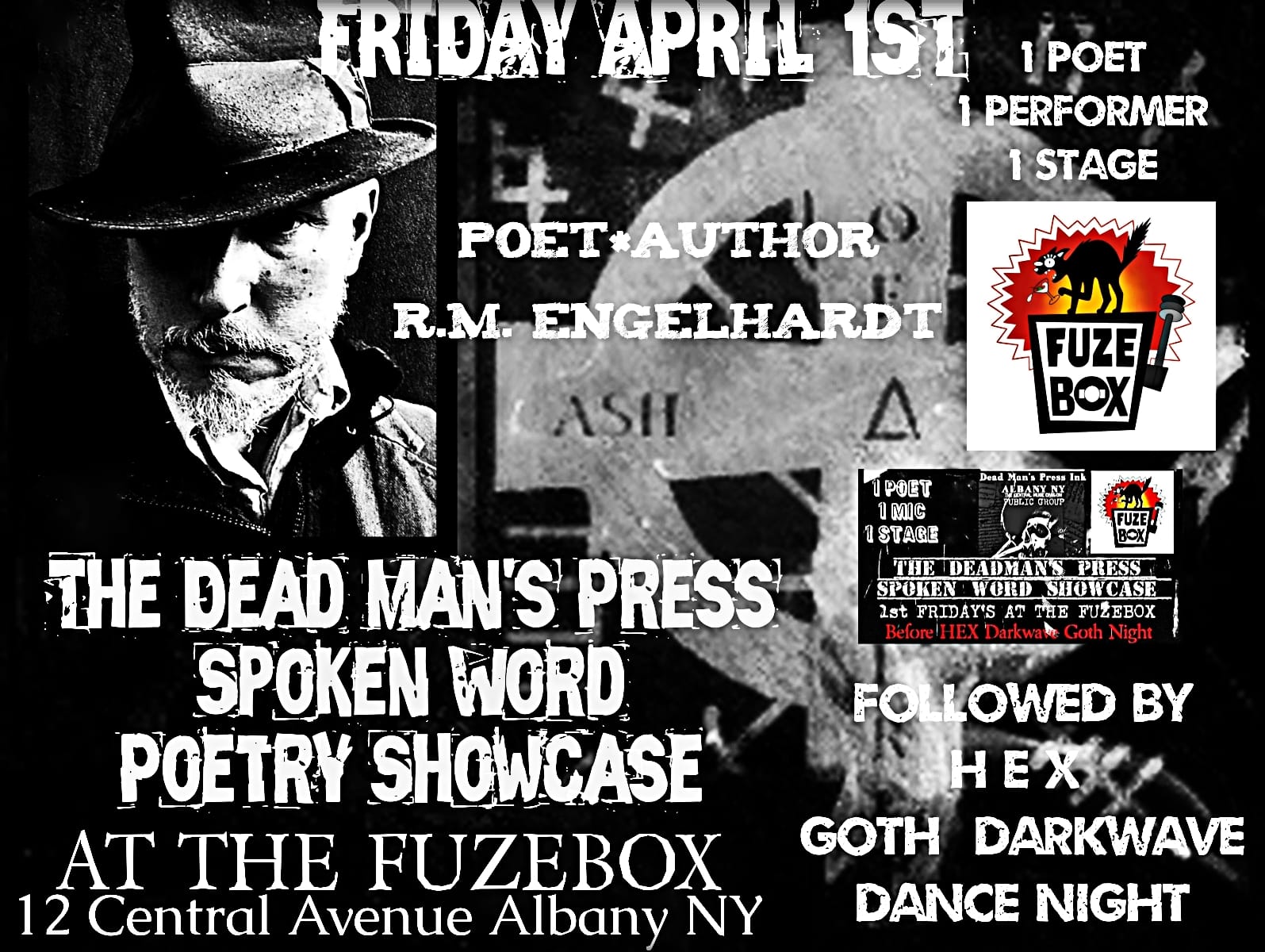 The Dead Man's Press Ink Spoken Word Poetry Showcase returns on Friday, April 1st at The FuzeBox with featured poet R.M. Engelhardt