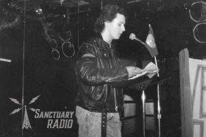 R.M. Engelhardt reading at the QE2 in the early-90s