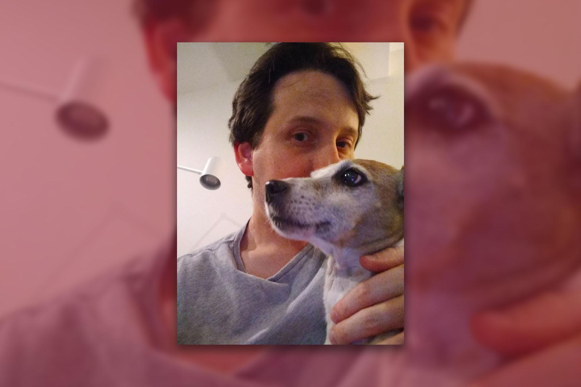 Photo of writer Taylor Dibbert and his dog