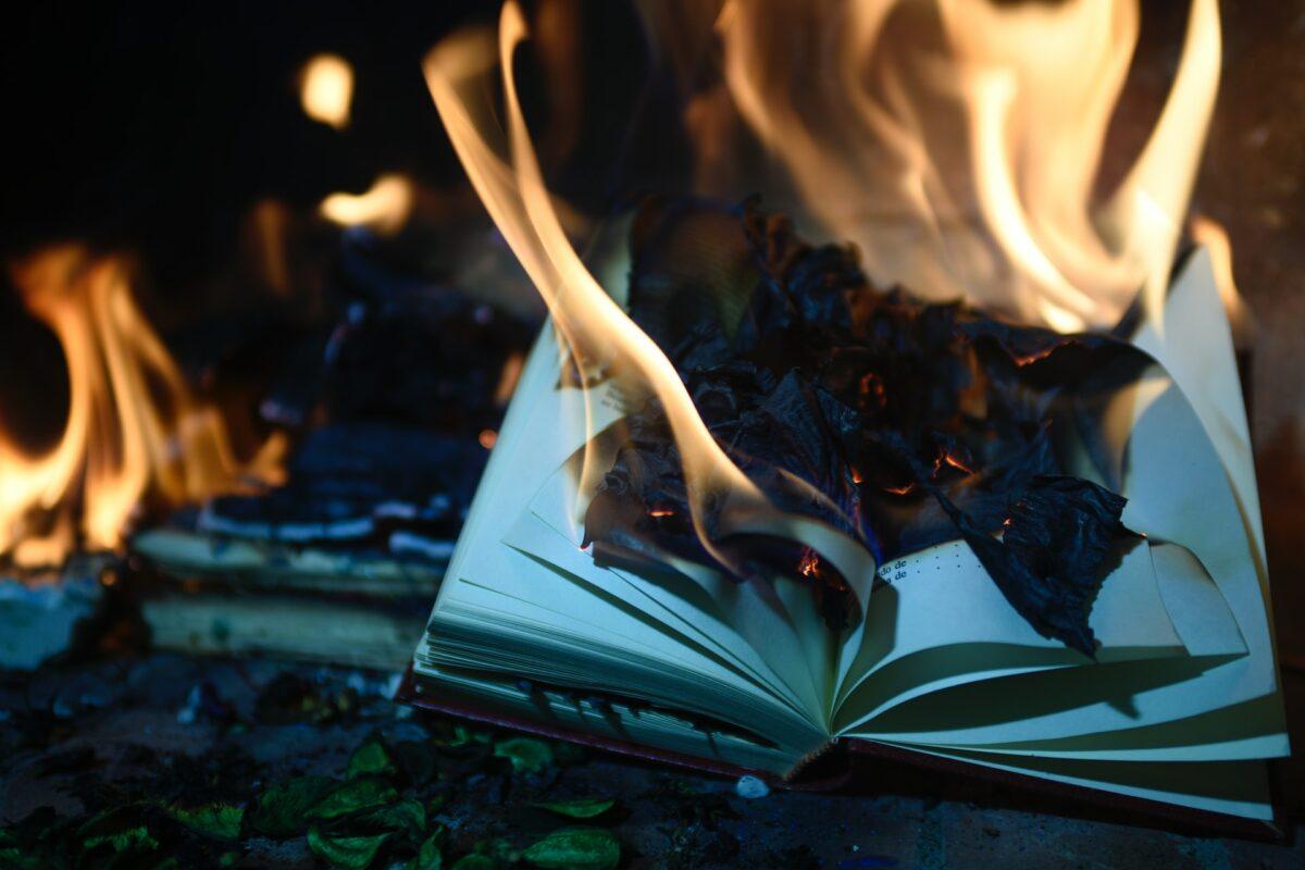 Photo of a burning book