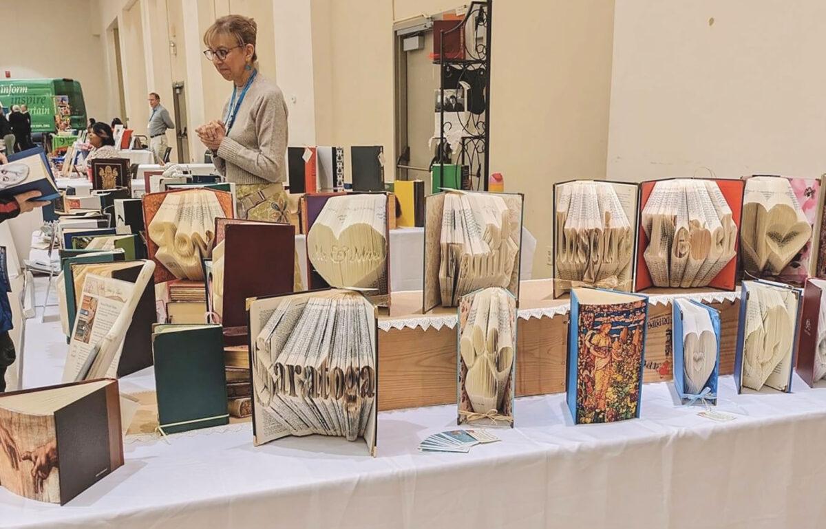 Novel Ideas by Laura, hand-crafted book folding art on display at the Literary Marketplace in the Saratoga Springs City Center. Oct. 14.