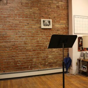 Photo of a music stand at the Social Justice Center